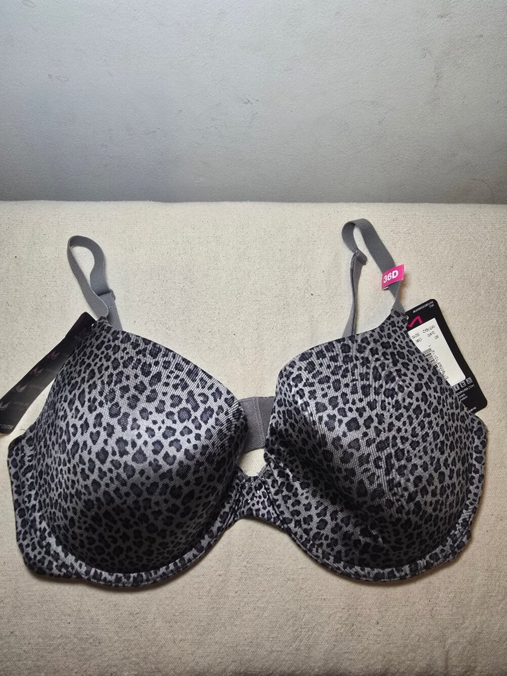 Maidenform Gray Leopard Push up Demi bra Size 36D
